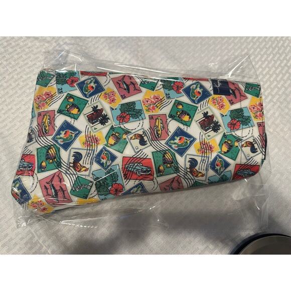 Vera Bradley Large Retired Tote Cuban stamp Mesh Expandable Inside Pocket - Picture 12 of 13